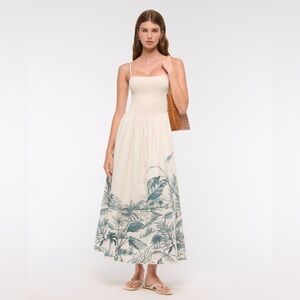 A&F Dipped-Waist Smocked Midi Dress